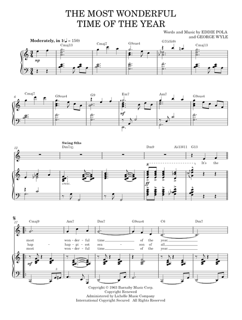 It's the Most Wonderful Time of the Year - Andy Williams (Piano Vocal)