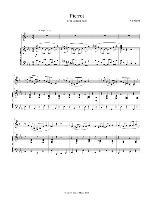 Pierrot (The London Rag) for Clarinet and Piano - Bob Good (Clarinet and Piano)