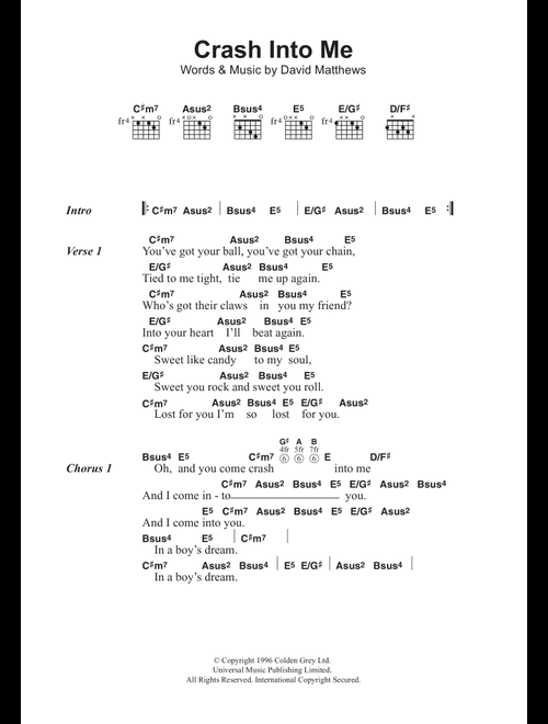 Crash Into Me - Dave Matthews Band (Guitar Chords-Lyrics)
