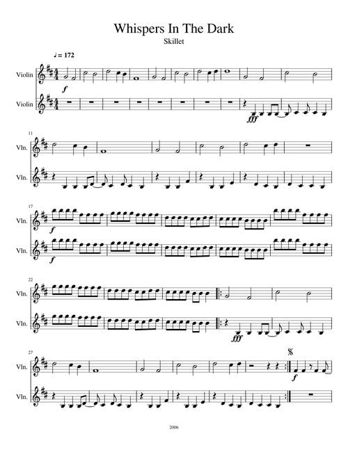 Whispers In The Dark Violin Duet