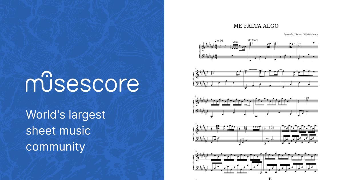 ME FALTA ALGO – Quevedo Sheet Music For Piano (Solo) | Musescore.com