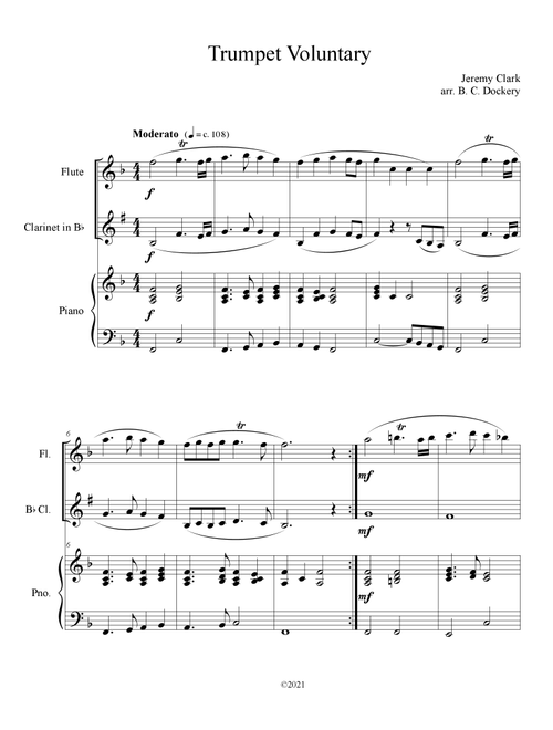 Trumpet Voluntary (Flute and Clarinet Duet with Piano Accompaniment) (Arr. B. C. Dockery) - Jeremy Clark (Instrumental Duet and Piano)