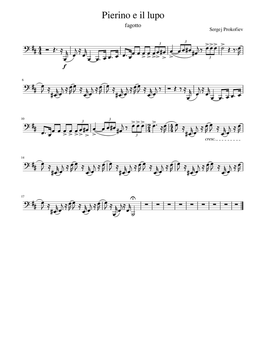 Peter and the wolf The grandfather bassoon solo Sheet music for