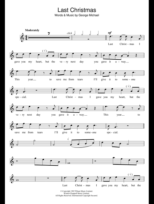 Last Christmas - Wham! (Lead Sheet - Fake Book)