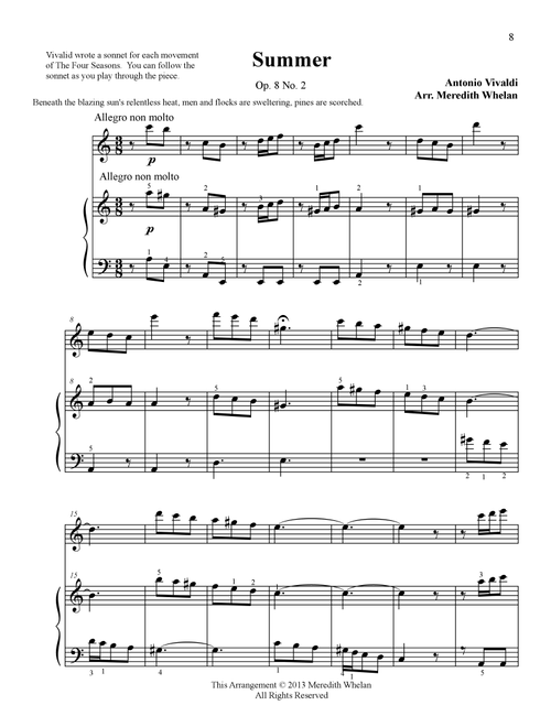 Classical Duets for Flute & Piano:  Summer from Vivaldi's Four Seasons (Arr. Meredith Whelan) - Antonio Vivaldi (Instrumental Solo (with Piano Accompaniment))