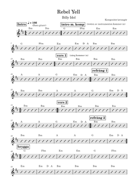 Free Rebel Yell by Billy Idol sheet music | Download PDF or print