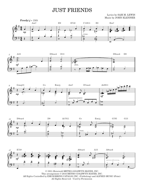 Just Friends (arr. Brent Edstrom) - Charlie Parker, John Klenner (Piano Solo)