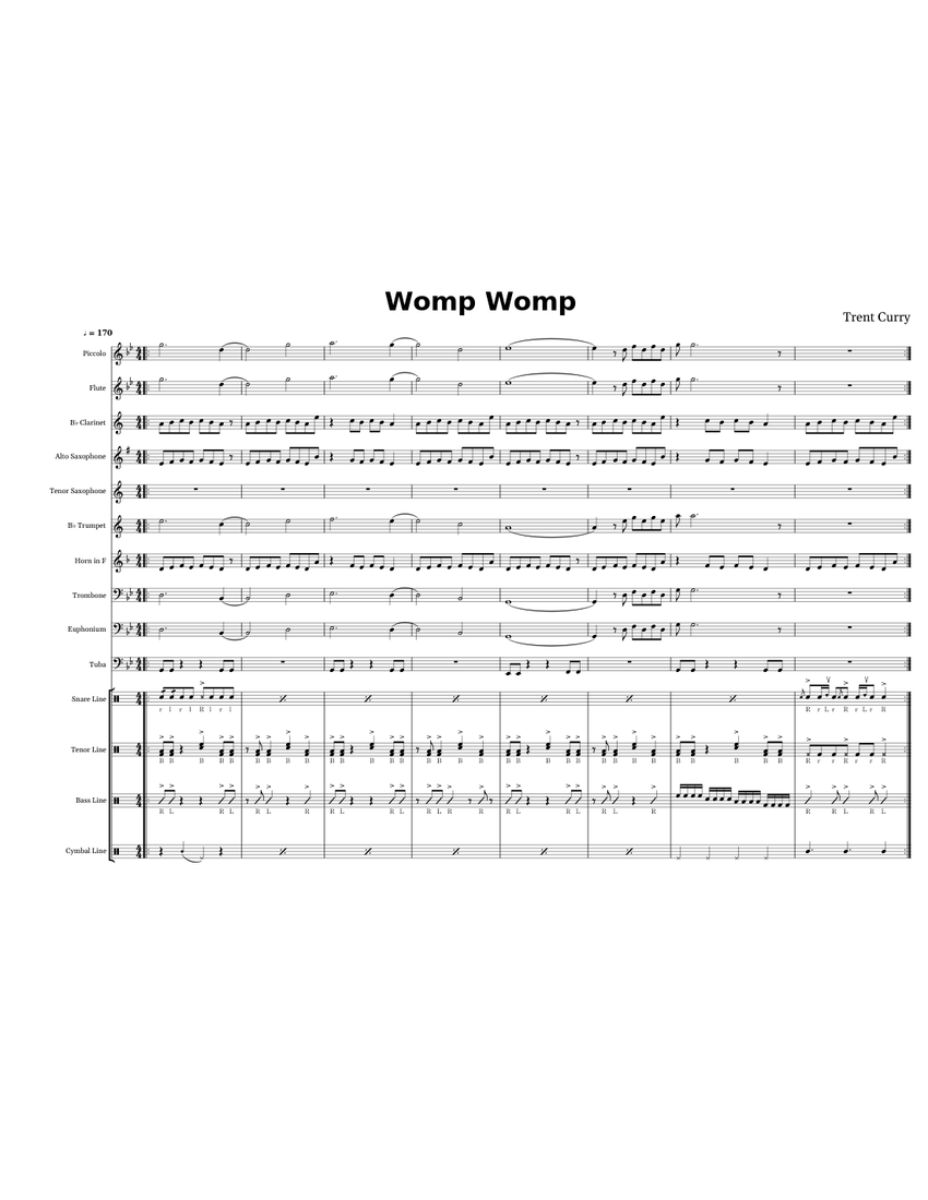Womp womp sheet music for trombone euphonium tuba flute piccolo