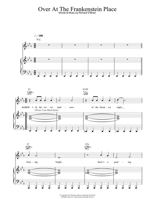 Over At The Frankenstein Place - Richard O'Brien, The Rocky Horror Picture Show (Piano-Vocal-Guitar (Piano Accompaniment))