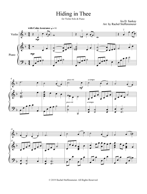 Hiding in Thee (Arr. Rachel Steffensmeier) - Ira D. Sankey (Violin and Piano)