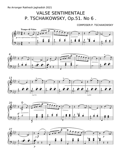 Valse Sentimentale, Op. 51, No. 6 - Pyotr Ilyich Tchaikovsky