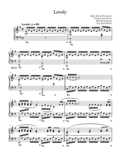 Lovely - Billie Eilish - Piano Solo