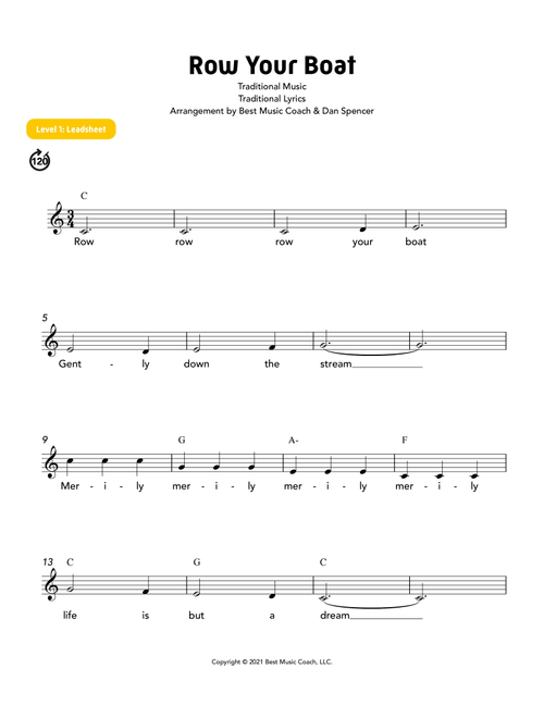 Row, Row, Row Your Boat (Arr. Dan Spencer) - Best Music Coach (Lead Sheet - Fake Book)