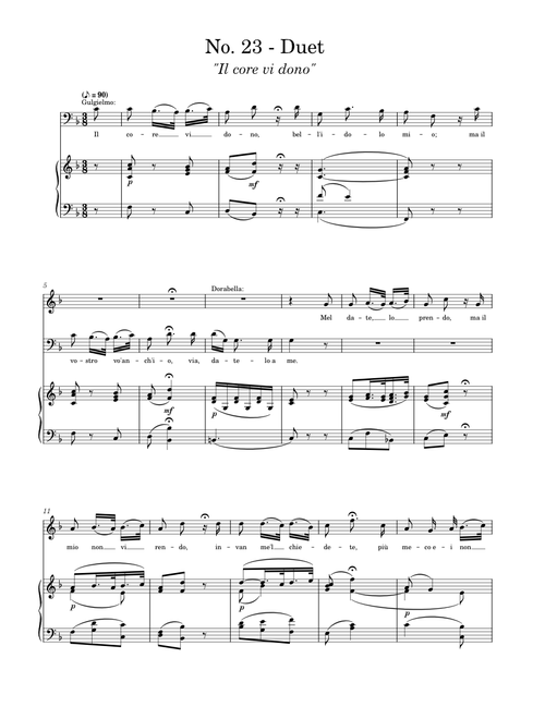 Così fan Tutte: Act II, No. 23 - Duet "Il core vi dono"
