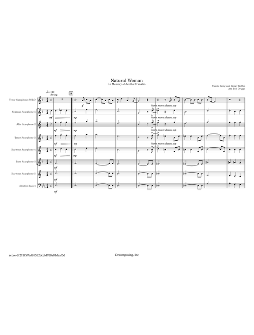 Natural Woman – Carole King Natural Woman for Sax Quartet and Bass