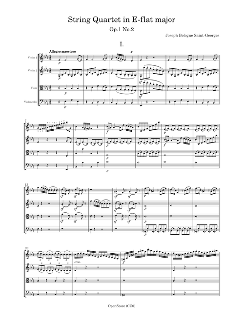 String Quartet in E-flat major, Op.1 No.2 – Saint-Georges, Joseph Bologne