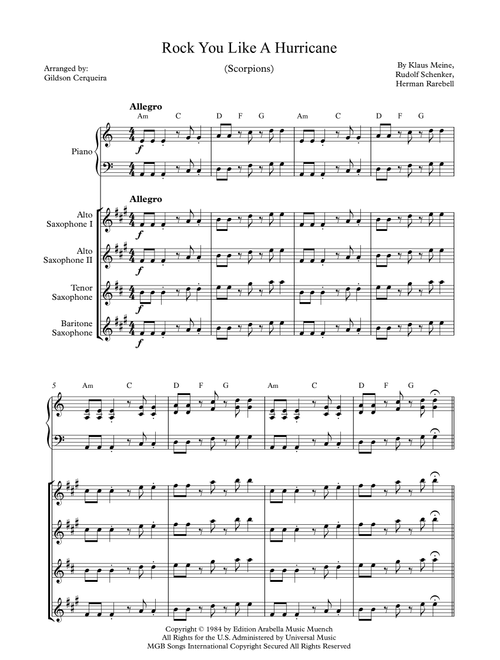 Rock You Like A Hurricane (Arr. Gildson Cerqueira) - Scorpions (Woodwind Ensemble)