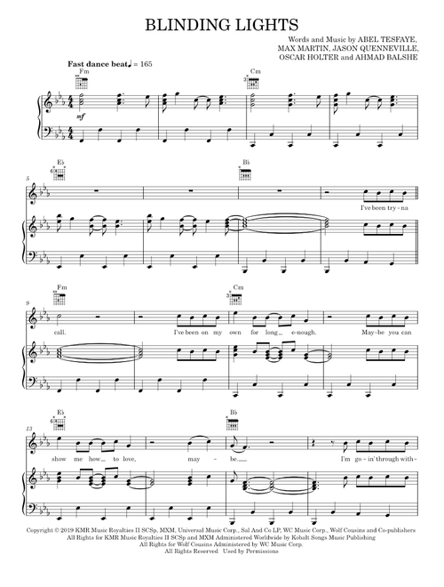 Blinding Lights - The Weeknd (Piano-Vocal-Guitar)