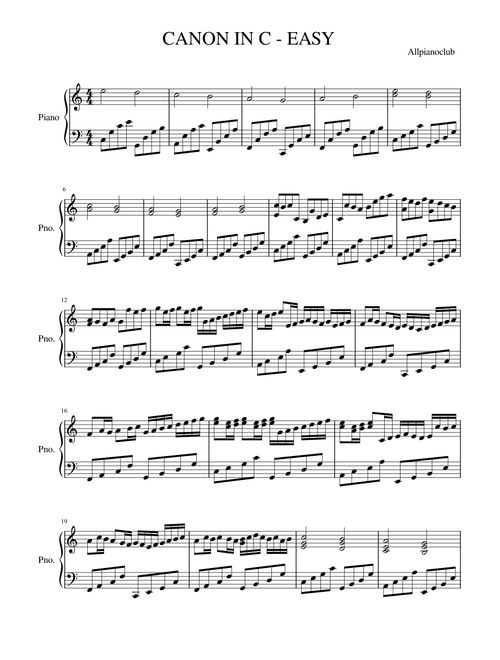 Canon In C – Allpianoclub