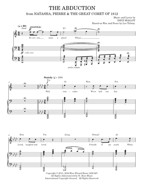 The Abduction - Dave Malloy, Josh Groban (Piano Vocal)