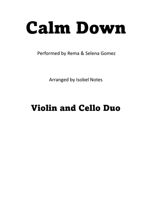 Calm Down (Arr. Isobel Notes) - rema (Instrumental Duet)