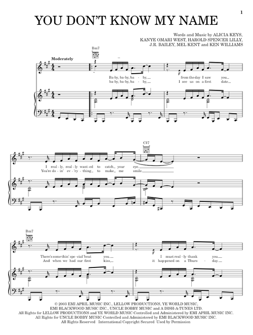 You Don't Know My Name - Alicia Keys (Piano-Vocal-Guitar)