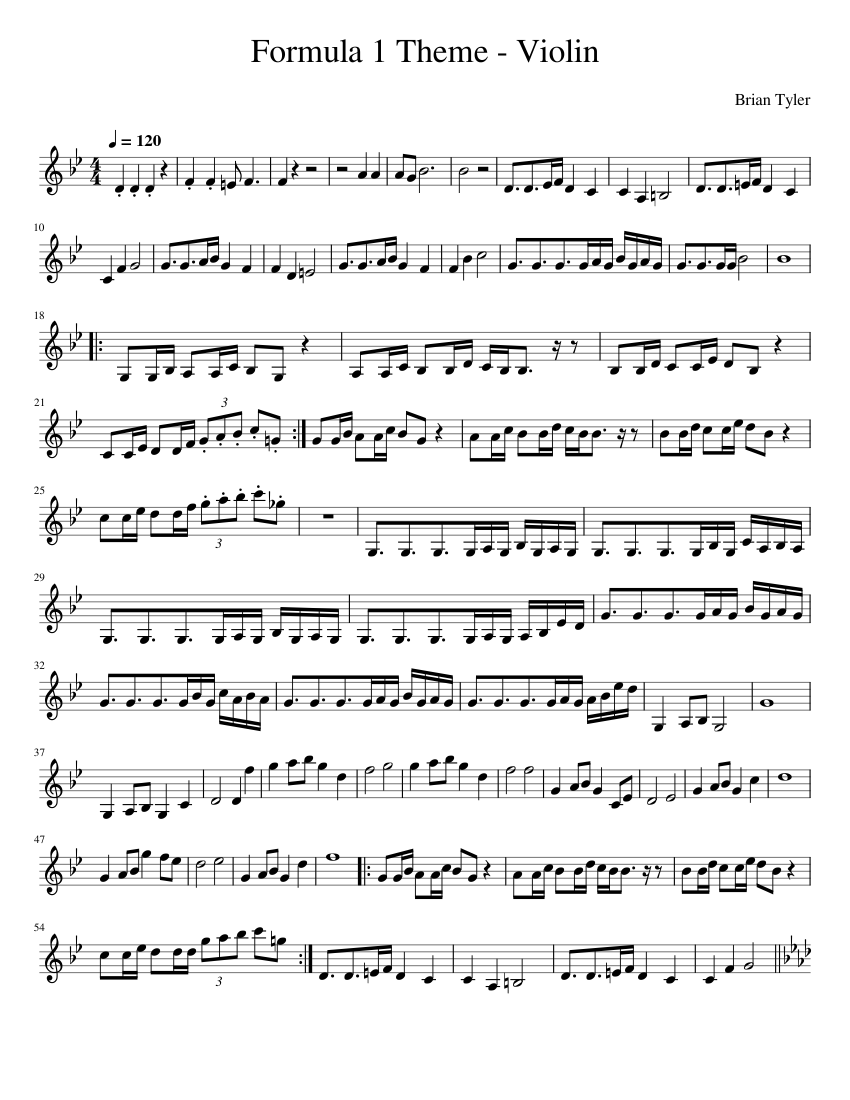 Formula 1 Theme Brian Tyler Sheet music for Violin (Solo)