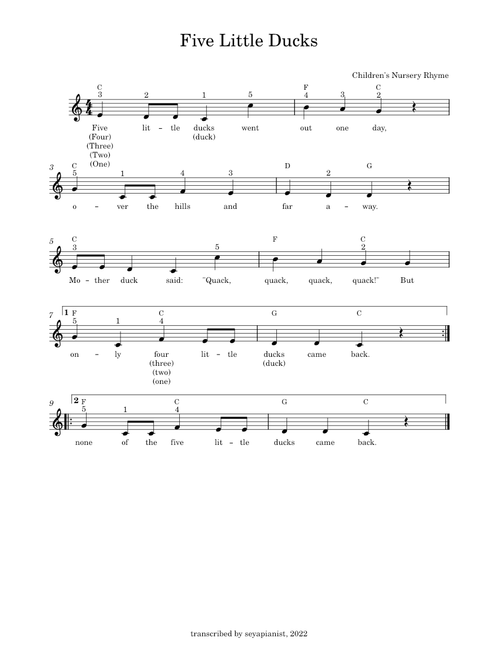 Five Little Ducks – Misc Traditional