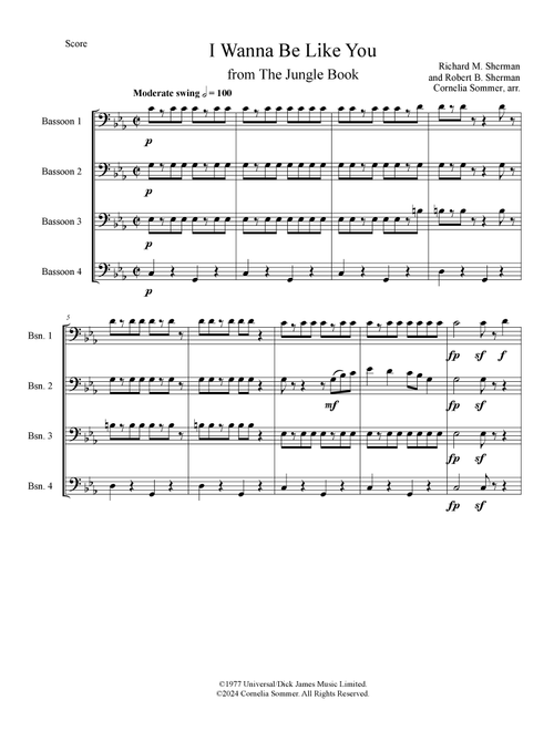 I Wanna Be Like You (Arr. Cornelia Sommer) - Nick Mcewan, John Moir, Raymond Paterson (Small Ensemble)