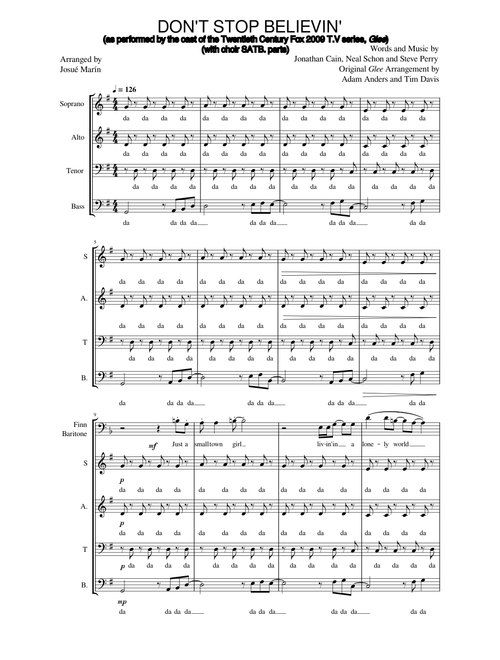 Don't Stop Believin' (with choir SATB. parts) - Glee Cast