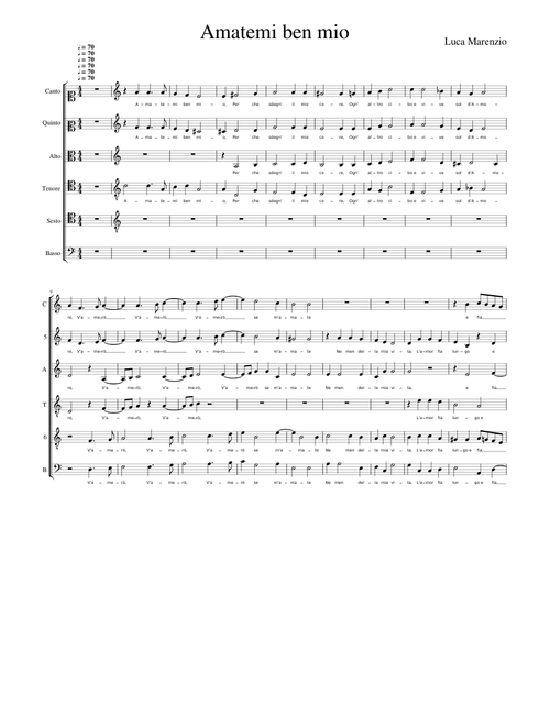 Amatemi ben mio 6vv - Luca Marenzio