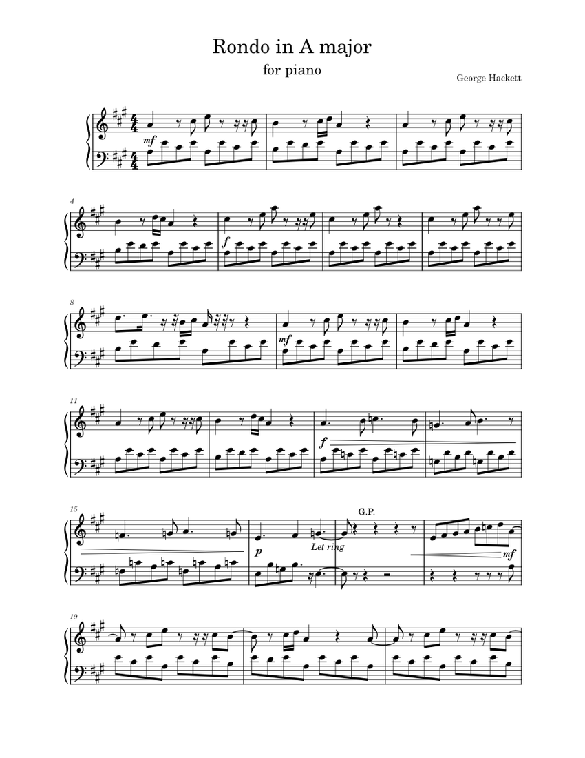 Rondo in A major Sheet Music for Piano (Solo) Easy | MuseScore.com