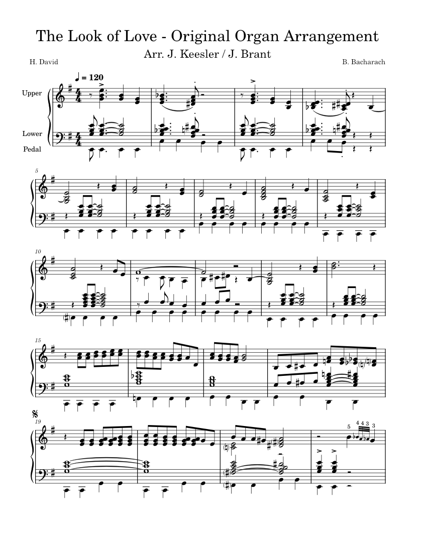 The Look of Love Original Arrangement for the Electronic Organ The