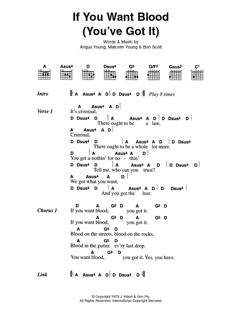 If You Want Blood (You've Got It) - AC/DC (Guitar Chords-Lyrics)