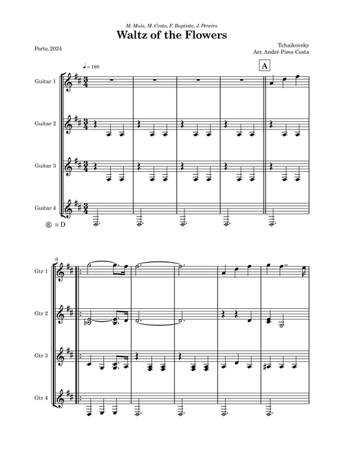 Waltz of the Flowers - Nutcracker Suite (Arr. André Pires Costa) - Piotr Ilitch Tchaikovski, Tchaikovski (Guitar Ensemble)