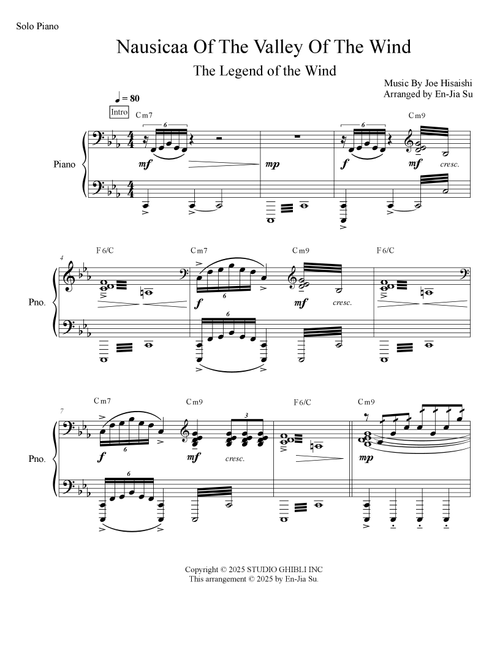 Nausicaa Of The Valley Of The Wind (Arr. En-Jia Su) - Jou Hisaishi (Piano Solo)
