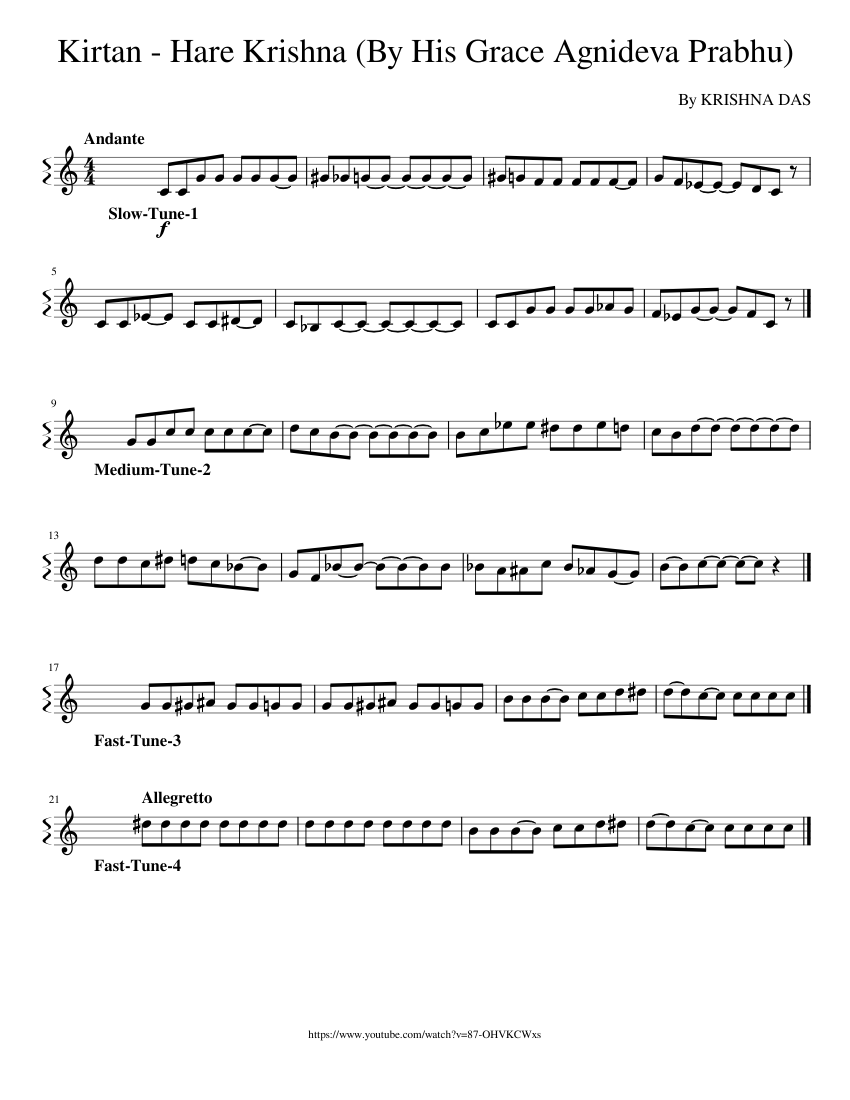 Kirtan Hare Krishna By His Grace Agnideva Prabhu piano tutorial