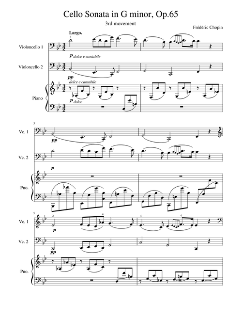 Cello Sonata, Op.65 – Frédéric Chopin Chopin Cello Sonata in G minor Op. 65, 3rd movement
