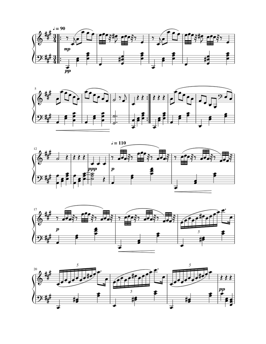 Waltz in A Major Sheet Music for Piano (Solo) | MuseScore.com
