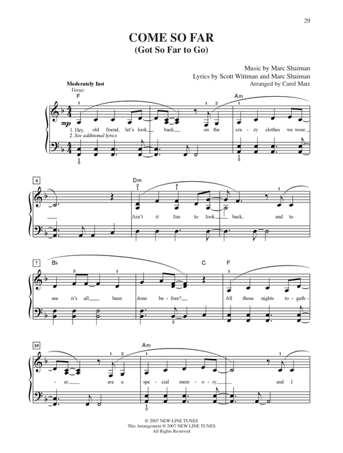 Come So Far (Got So Far To Go) (from Hairspray) (arr. Carol Matz) - Mark Shaiman, Scott Michael Wittman (Easy Piano)