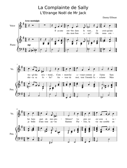 La complainte de Sally – L'Etrange Noël de Mr Jack - Danny Elfman