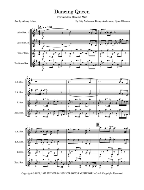 Dancing Queen (Arr. Almog Itzhaq) - ABBA (Woodwind Ensemble)
