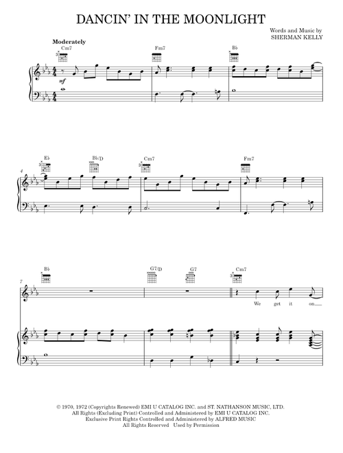 Dancin' In The Moonlight - King Harvest (Piano-Vocal-Guitar)