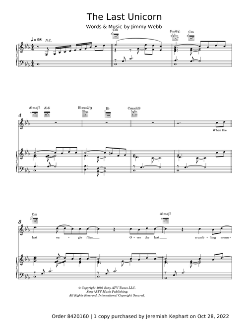 The Last Unicorn - Jimmy Webb