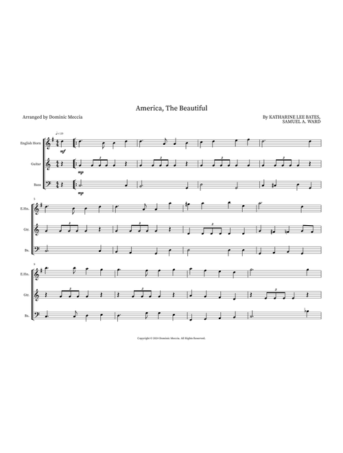 America, The Beautiful (Arr. Dominic Meccia) - Samuel A Ward (Small Ensemble)