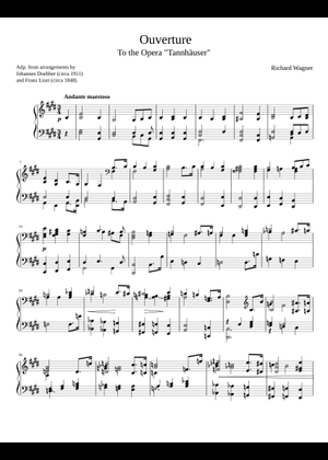 Tannhäuser, WWV 70 – Richard Wagner Tanhauser Ouverture Sheet