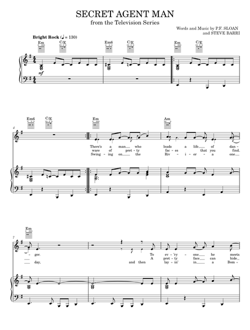 Secret agent man - Johnny Rivers (Piano-Vocal-Guitar)