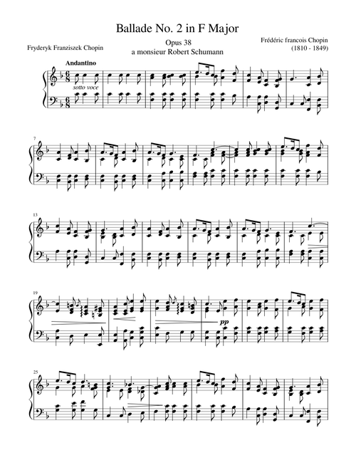 Ballade No.2, Op.38 – Frédéric Chopin Ballade No. 2 Opus 38 in F Major