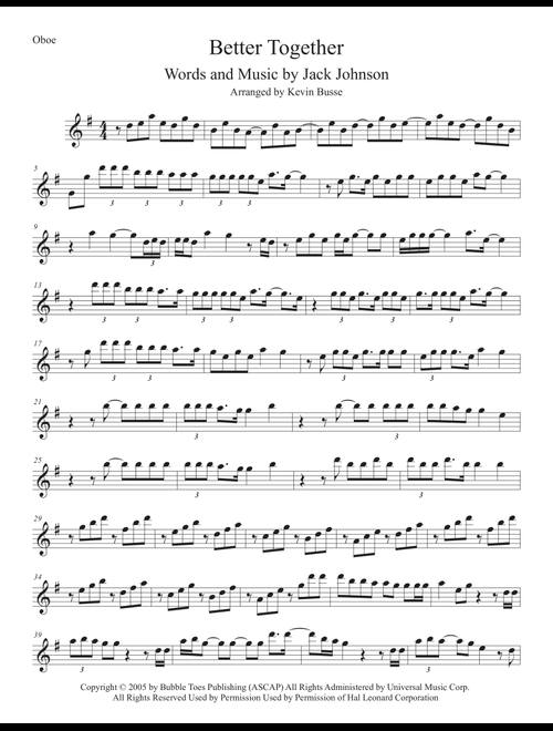 Better Together (Arr. Kevin Busse) - Jack Johnson (Oboe Solo)