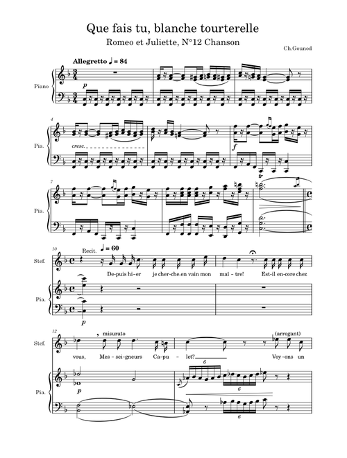 Romeo et Juliette Que fais tu blanche tourterelle - Gounod